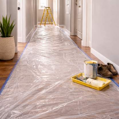 Yuzet Economy 40MU Temporary Protective Sheeting 4m x 25m TPS Clear dust sheet barrier Visqueen