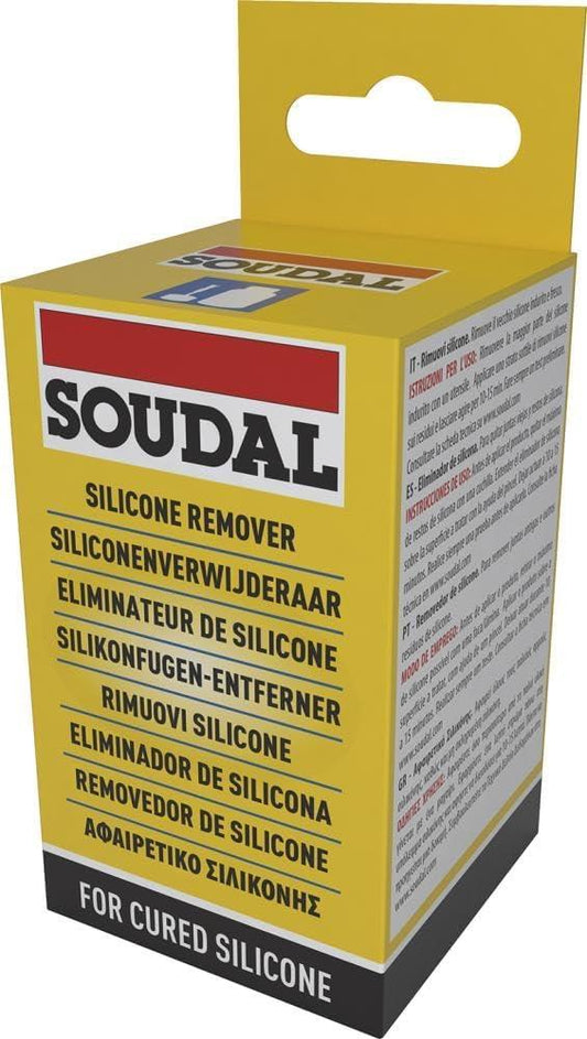 Soudal Brush On Silicone Remover 100ml Gel for Removing Cured Silicone Sealant Residue from Tiles Baths Showers Windows and Sanitary Surfaces