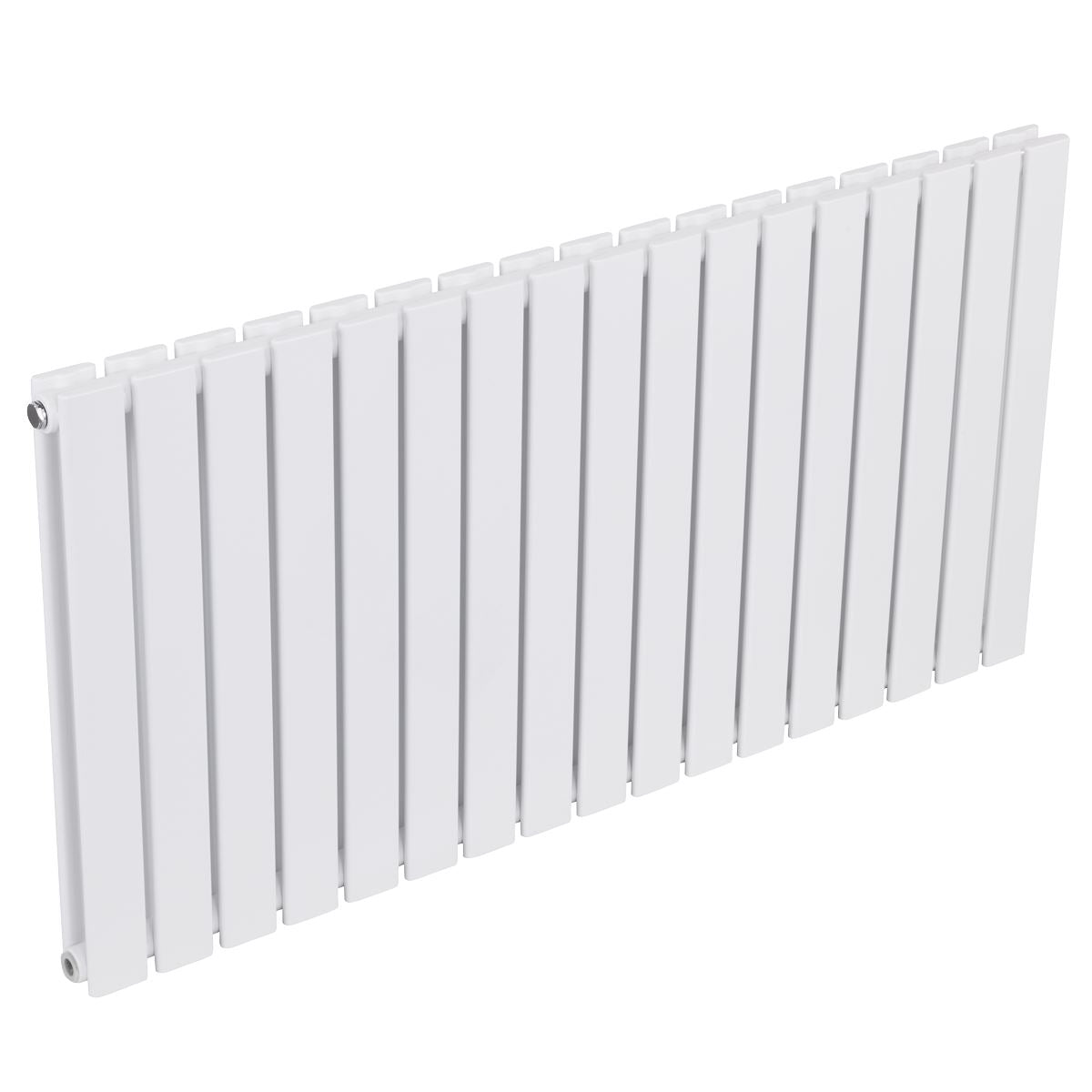 Baridi DH352 Horizontal Radiator Contemporary Double Flat Panel Design 600 x 1190mm - White | Steel | Horizontal flat panel design delivers a BTU