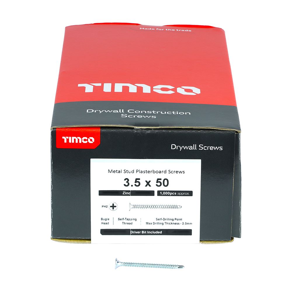 TIMCO Drywall Screw SELF DRILL Zinc 3.5 x 50 Silver Pack 1000