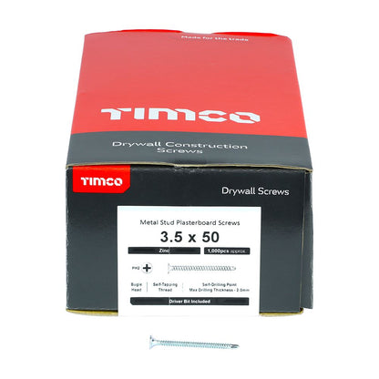 TIMCO Drywall Screw SELF DRILL Zinc 3.5 x 50 Silver Pack 1000