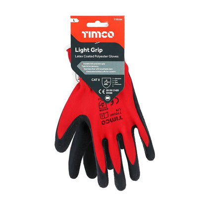 TIMCO Light Grip Glove Latex Crinkle Large Pack 1