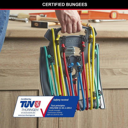 Master Lock 3043EURDAT Twin Wire Bungee Organiser 10 Piece Reusable Cable Tie Set for Garage Workshop Camping Garden Storage and General Organisation