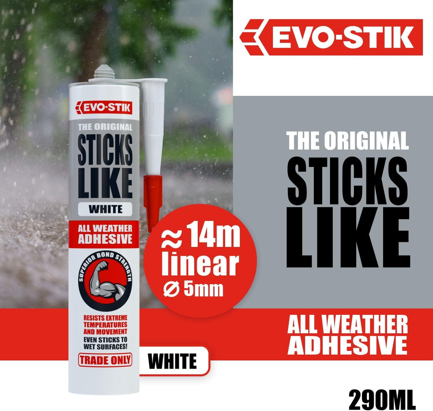 Evo-Stik White Sticks Like Grab Adhesive – Ideal for DIY, Construction & Home Repairs
