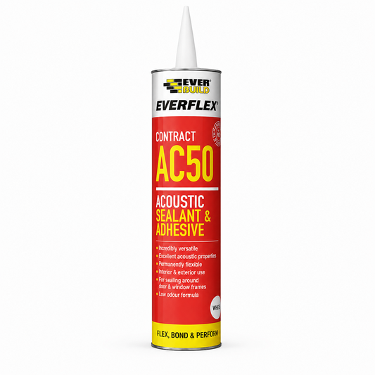 Everbuild AC50 Acoustic Sealant White 310ml Pack of 1 Flexible Paintable Acrylic