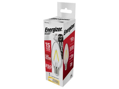 Energizer� S12867 LED SES (E14) Candle Filament Non-Dimmable Bulb, Warm White 250 lm 2.3W