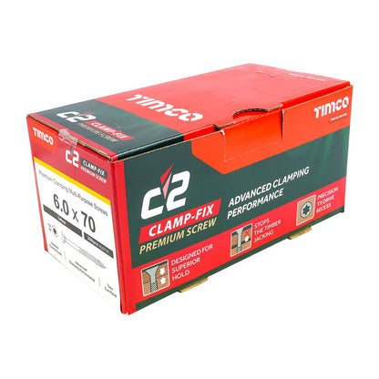 TIMCO C2 Clamp-Fix TX30 CSK ZYP 6.0 x 70 Gold Pack 200