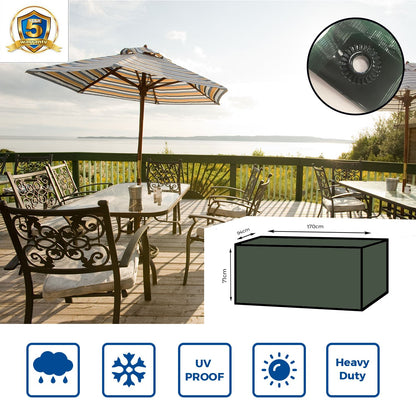 Yuzet XT 6 Seater Rectangular Garden Table Cover Green 170 x 94 x 71cm 100% Waterproof UV Resistant Outdoor Furniture Protector