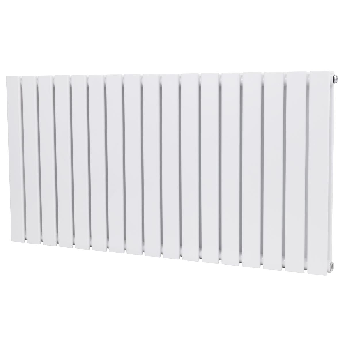 Baridi DH352 Horizontal Radiator Contemporary Double Flat Panel Design 600 x 1190mm - White | Steel | Horizontal flat panel design delivers a BTU