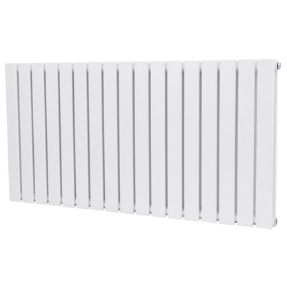 Baridi DH352 Horizontal Radiator Contemporary Double Flat Panel Design 600 x 1190mm - White | Steel | Horizontal flat panel design delivers a BTU