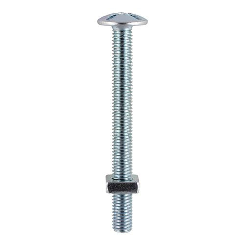 TIMCO Roofing Bolt & SQ Nut - BZP M6 x 60 Silver Pack 80