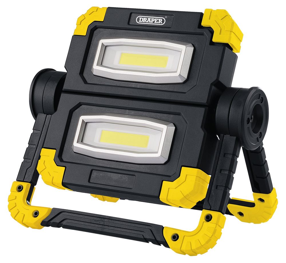 Draper 2X10W LED RECHARGE.FLOOD LIGHT 87696 Twin COB LED Rechargeable Worklight, 10W, 850 Lumens