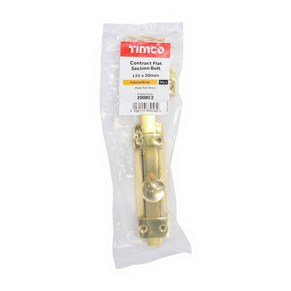 TIMCO Flat Section Bolt Pol. Brass 135 x 30mm Pack 1