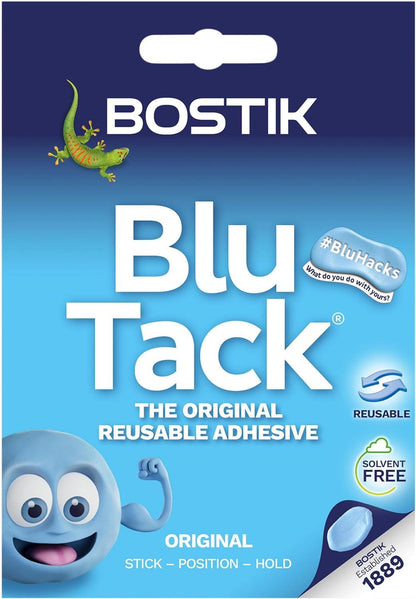 Bostik Blu Tack Blue - Handy Size - Multipurpose Reusable Adhesive - Clean - Safe & Easy to Use - Non-Toxic