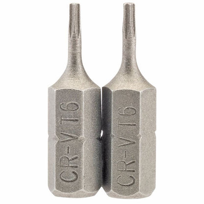 Draper 2PC 25MM T6 S/D.BIT 66338 1/4" hex. Draper TX-STARÂ® E Shank Insert Bits