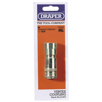 Draper VERTEX COUPLING BODY 1/2F 51407 PCL Vertex Slim Air Line Couplings (display packed)