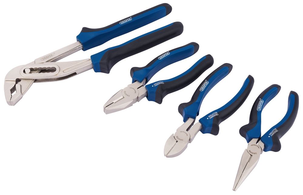 Draper 4 PIECE SOFT GRIP PLIER SET 81147 Soft Grip Pliers Set (4 Piece)