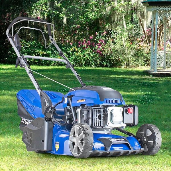 Hyundai HYM430SPER Petrol Lawn Mower 139cc 17"/43cm Electric Start Self Propelled Rear Roller Garden Mower Garden Grass Cutting