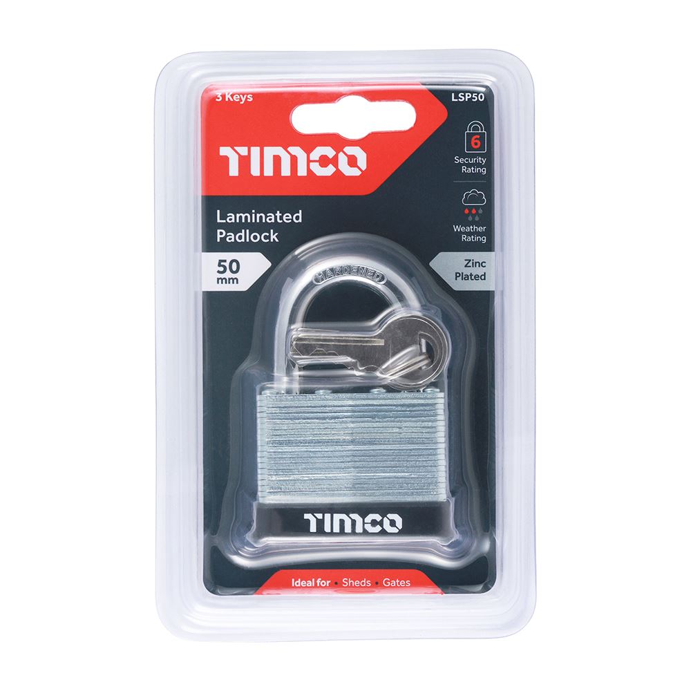 TIMCO Laminated Padlock 50mm Pack 1
