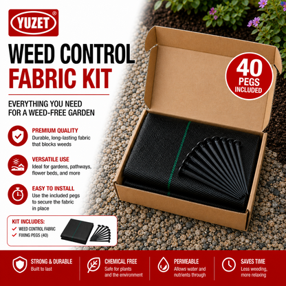 Yuzet Heavy Duty Weed Control Ground Cover Membrane Landscape Fabric - 1m / 2m / 3m / 4m / 5m Widths