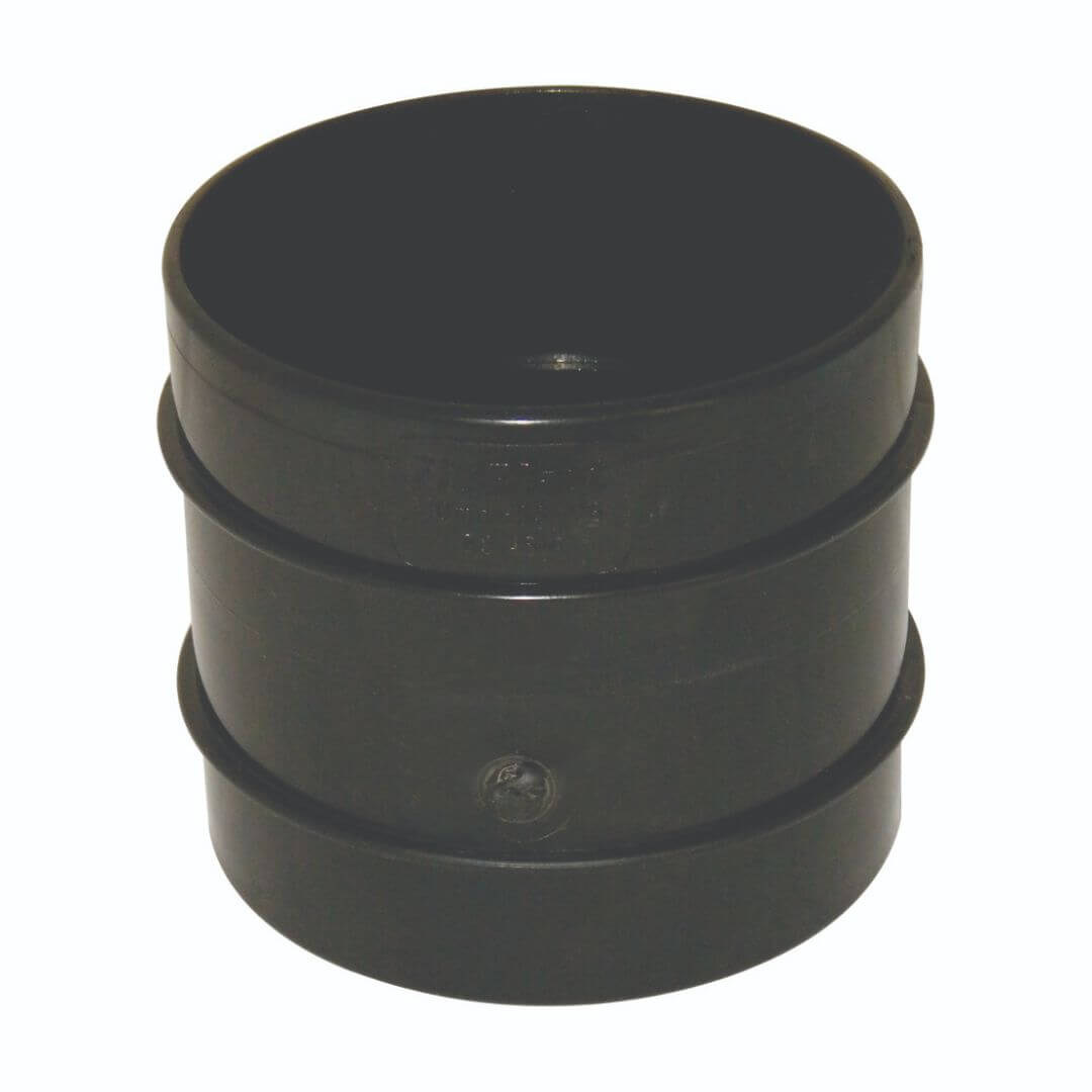 FLOPLAST SOLV SOIL110 DBL SOCKET PIPE COUPL;BLK