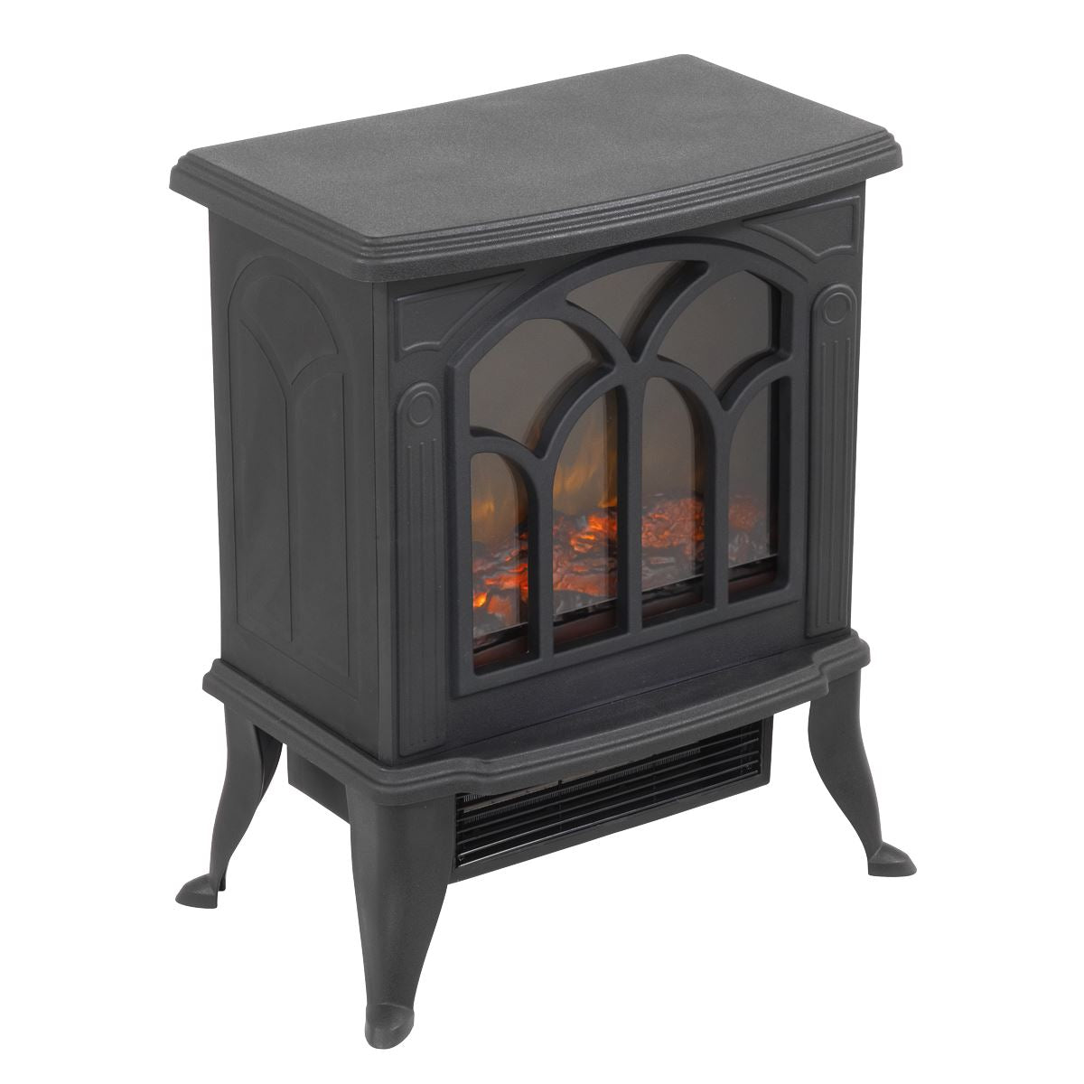Baridi DH121 Electric Stove Heater Fireplace with LED Log Flame Effect 1800W - Black | 230V~ 50Hz, Thermostat, Tip-Over Switch, LED Flame Effect