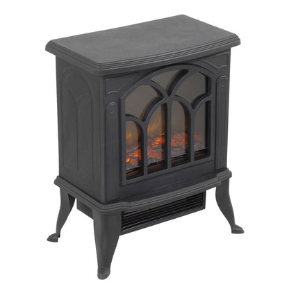 Baridi DH121 Electric Stove Heater Fireplace with LED Log Flame Effect 1800W - Black | 230V~ 50Hz, Thermostat, Tip-Over Switch, LED Flame Effect
