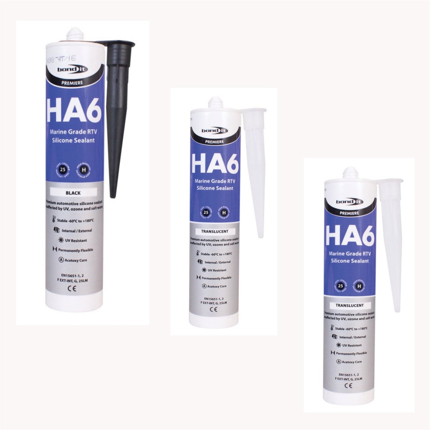 Bond It HA6 Aquarium Silicone Sealant Pack of 3 – 2 Clear and 1 Black Marine Grade Fish Tank RTV Silicone for Aquariums Vivariums and Terrariums