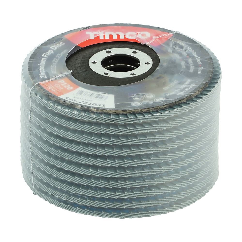 TIMCO Zirconium Flap Disc P120 Set 115 x 22.23 Pack 10