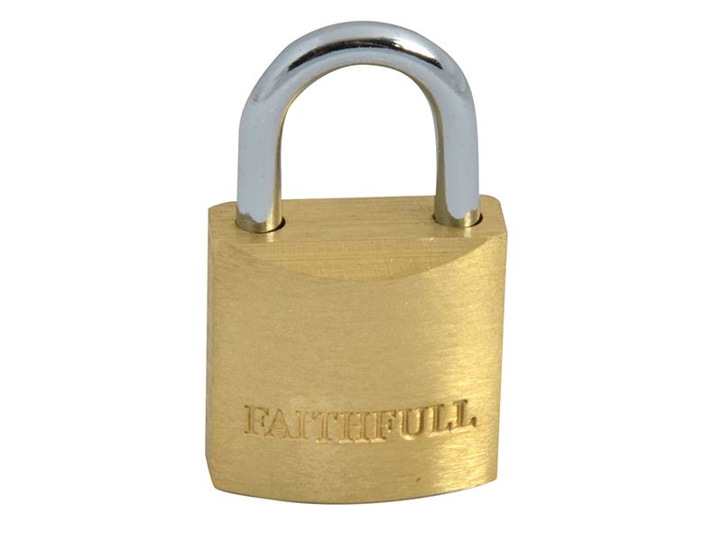 Faithfull FAIPLB20 Brass Padlock 20mm 3 Keys |