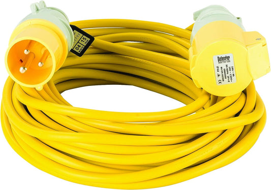 Defender E85111 14M Extension Lead-16A 1.5mm Cable-Yellow 110v, 110 V