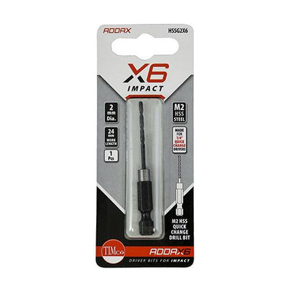 TIMCO X6 HSS Impact Drill Bits 2.0mm Pack 1