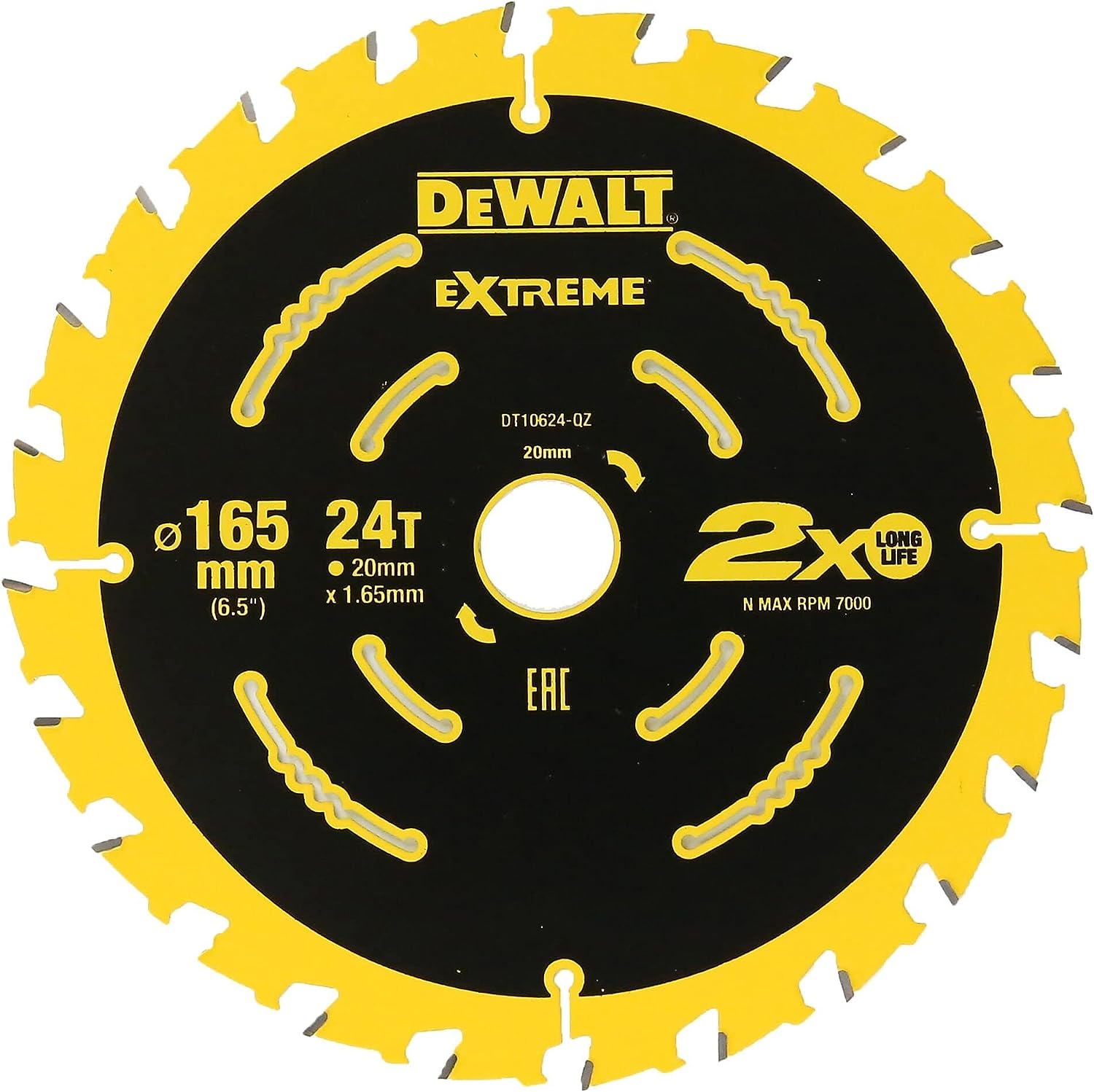 DeWALT DT10624-QZ Premium Circular Saw Blade ELITE SERIES - 165 mm x 20 mm 24T