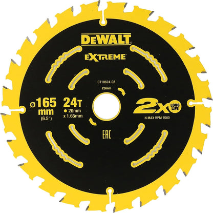 DeWALT DT10624-QZ Premium Circular Saw Blade ELITE SERIES - 165 mm x 20 mm 24T