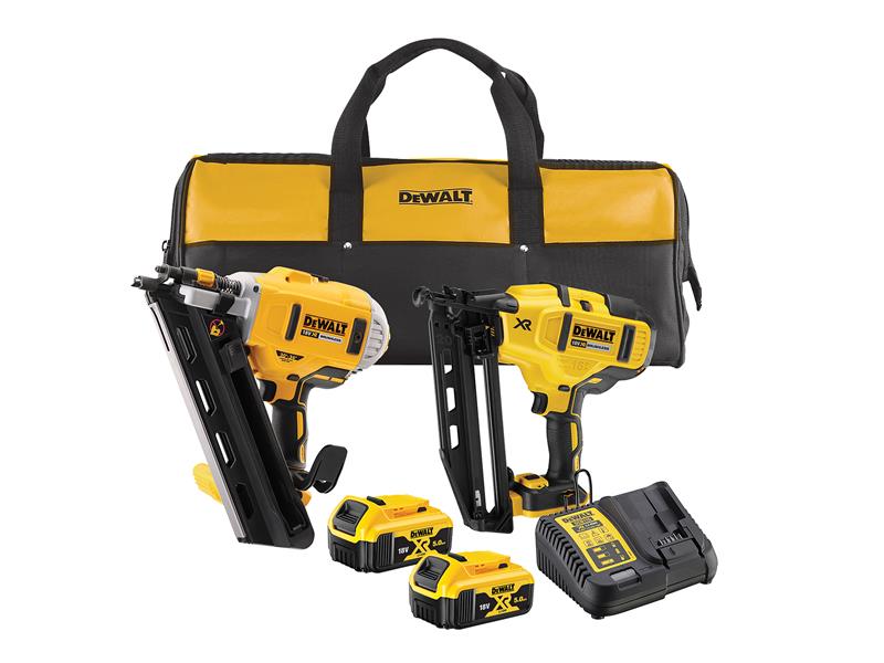 DEWALT DCK2046P2-GB DCK2046P2 Twin Nailer Kit 18V 2 x 5.0Ah Li-ion