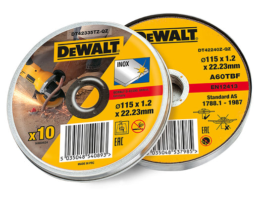 DEWALT DT42335TZ-QZ DT42335TZ Inox Metal/Stainless Cutting Disc 115 x 1.2 x 22.23mm (Tin of 10)