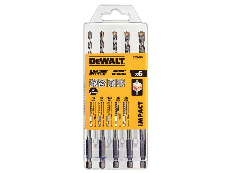 DEWALT DT60099-QZ DT60099 Extreme Impact Masonry Drill Bit Set 5 Piece