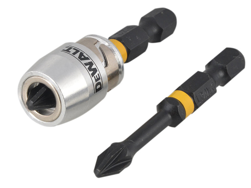 DEWALT DT70535T-QZ Impact Torsion Bits PZ2 x 50mm (x2) and Magnetic Screwlock Sleeve