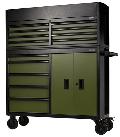 BUNKER  13 Drawer Combined Roller Cabinet and Tool Chest, 52", Green