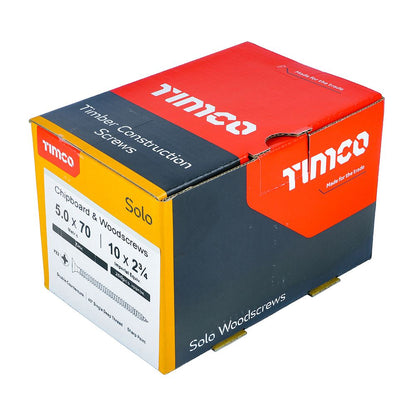 TIMCO Solo Woodscrew PZ2 CSK Zinc 5.0 x 70 Silver Pack 200