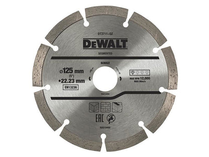 DeWalt Power Tools DT3711 Segmented Diamond Cutting Disc 125 x 22.23mm