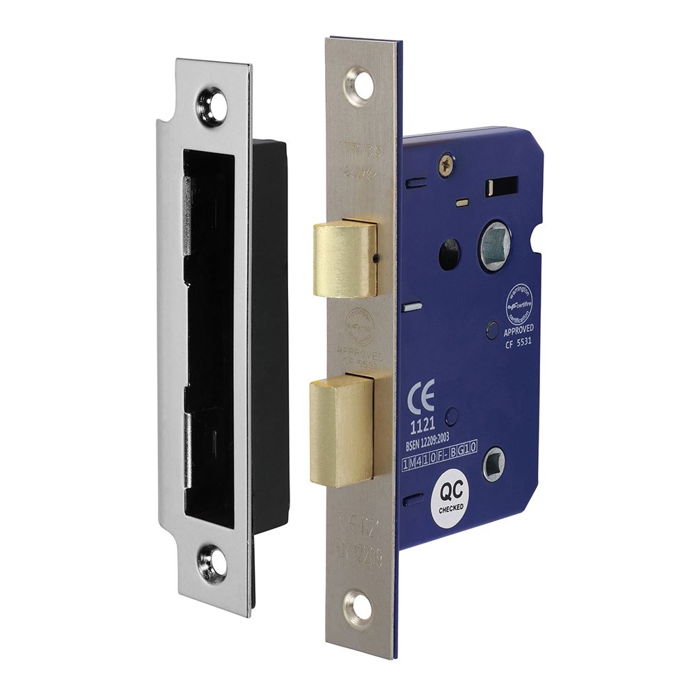 TIMCO Bathroom Lock Sat. Nickel 65mm Pack 1