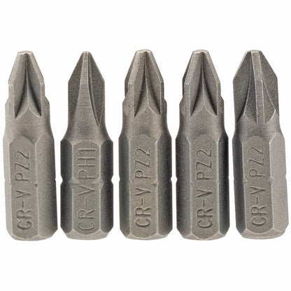 Draper 5PC 25MM NO2 PZ.S/D BIT 64015 1/4" Hex. PZ TYPE E Shank Insert Bits