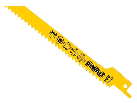 DeWalt DT2351-QZ Bi-Metal Reciprocating Blade for Wood, Fine Fast Cuts 152mm x 6 TPI (Pack 5)