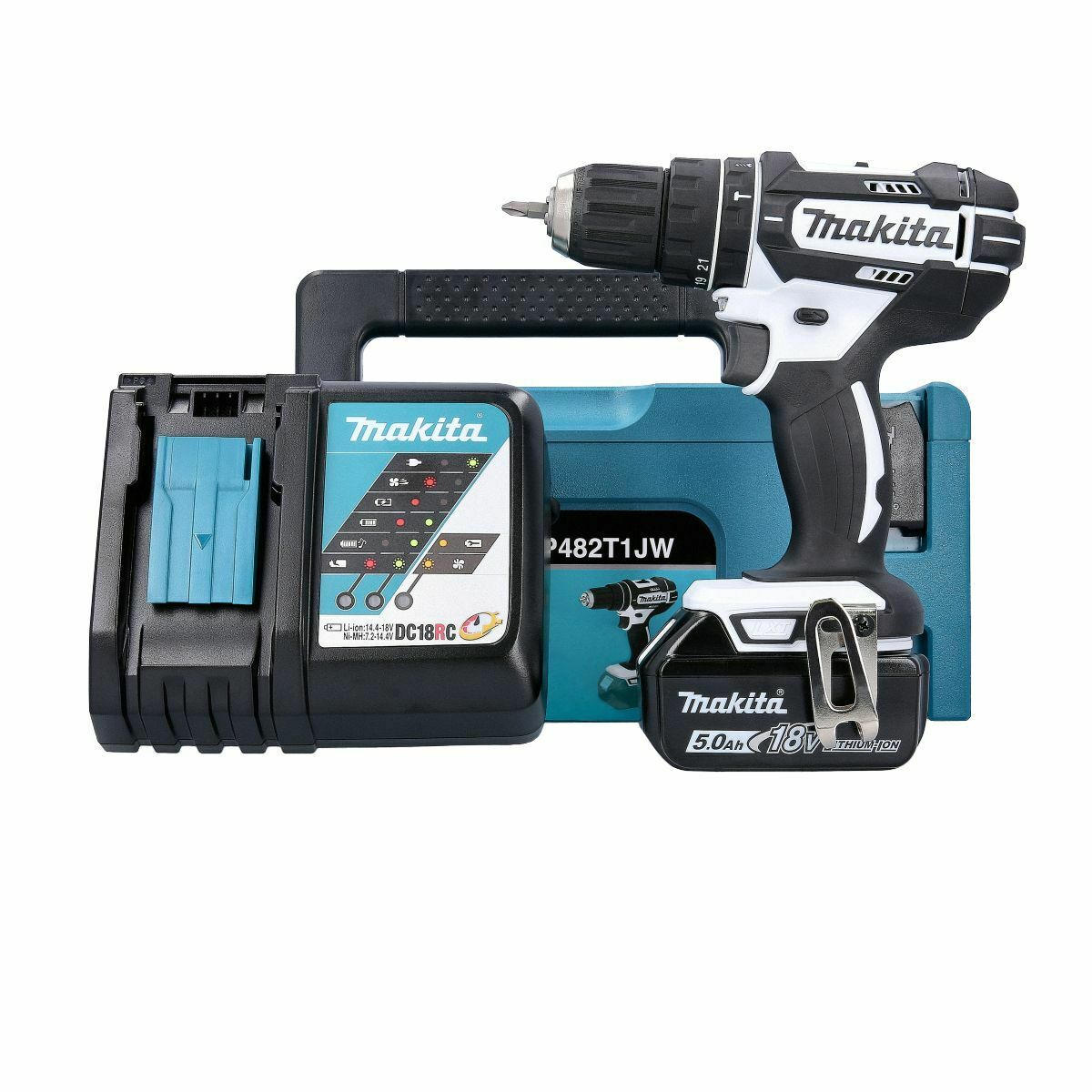 Makita DHP482T1JW 18V LXT Cordless Combi Drill 1 x 5ah Battery charger case
