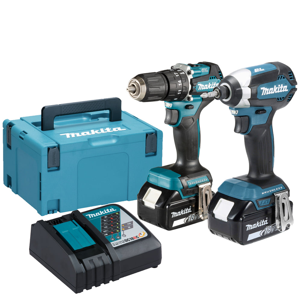 Makita DLX2460TJ 18v LXT Brushless Combi Drill & Impact Driver Kit 2x 5 Batt