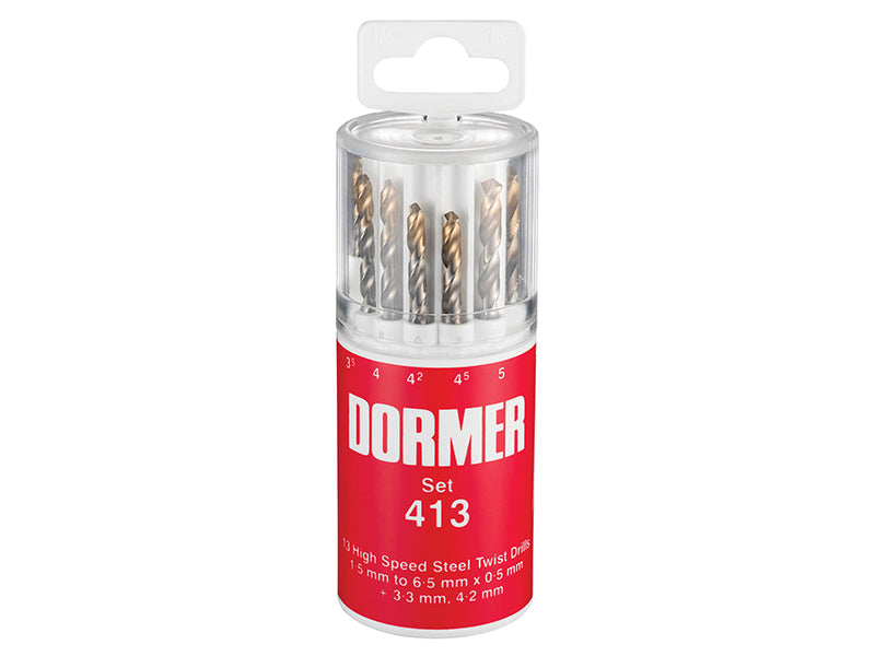 Dormer A094413 A094 No.413 HSS TiN Coated Drill Set of 13 1.5- 6.50mm x 0.5mm