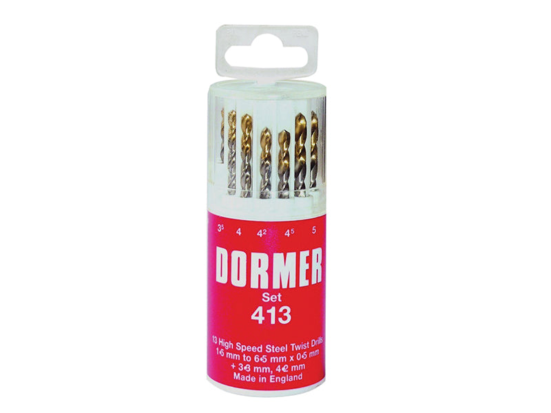 Dormer A094419 A094 No.419 HSS TiN Coated Drill Set of 19 1.00mm-10.00mm x 0.5mm