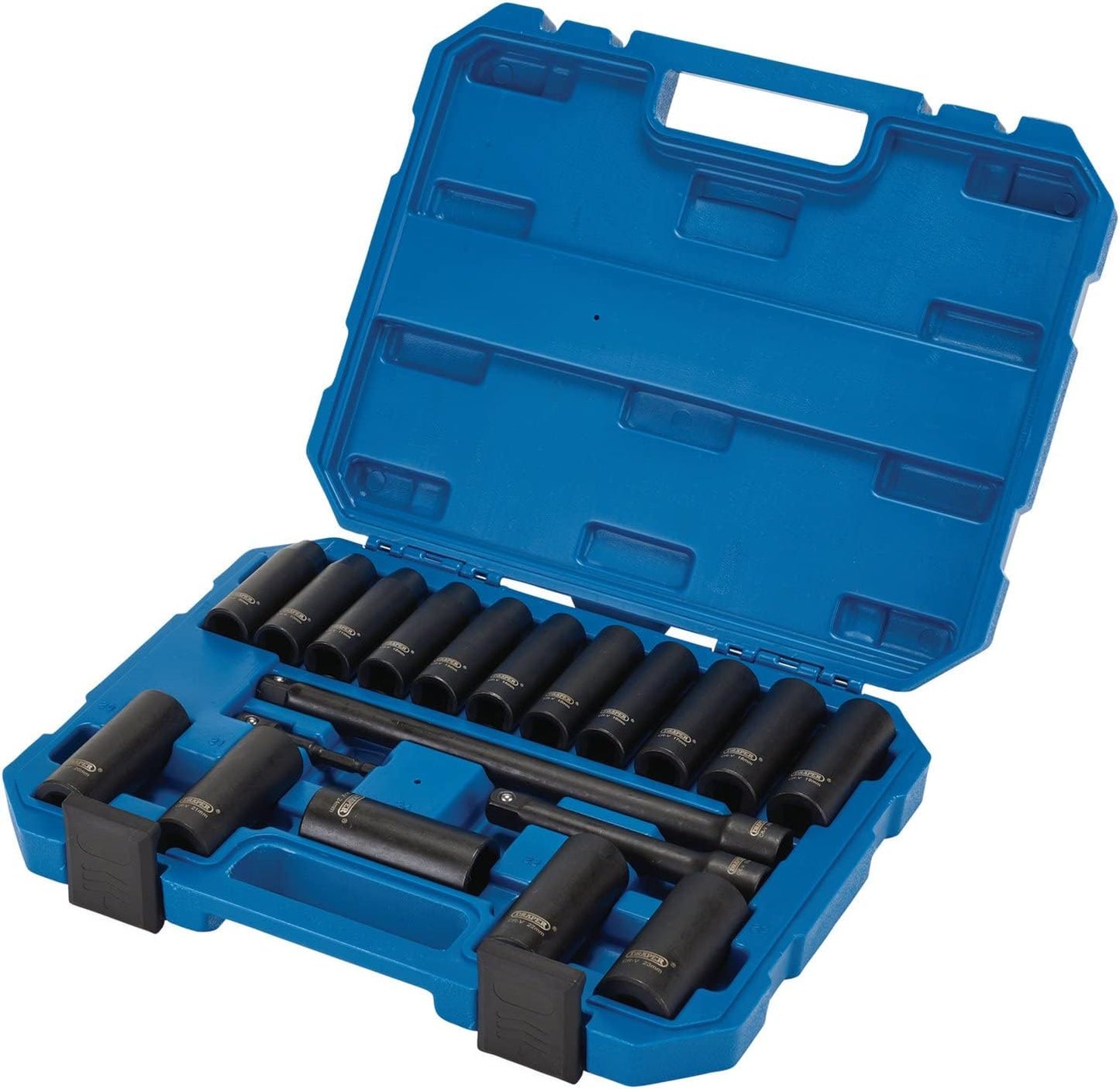 Draper 04577 HI-TORQ Metric Deep Impact Socket Set, 1/2" Sq. Dr. (19 Piece)