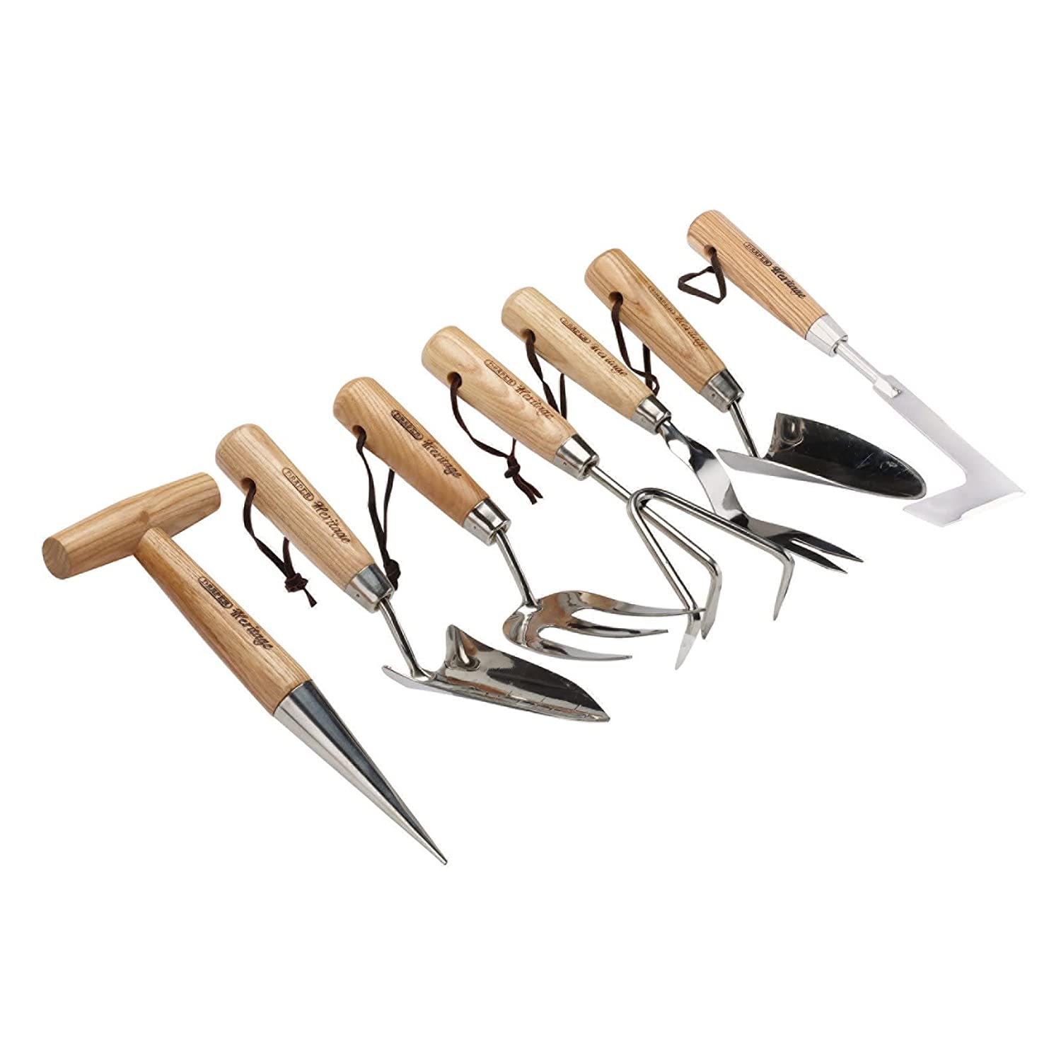 Draper 7PC S STEEL GARDEN TOOL SET 09000 Heritage Stainless Steel Garden Tool Set with Ash Handles (7 Piece)